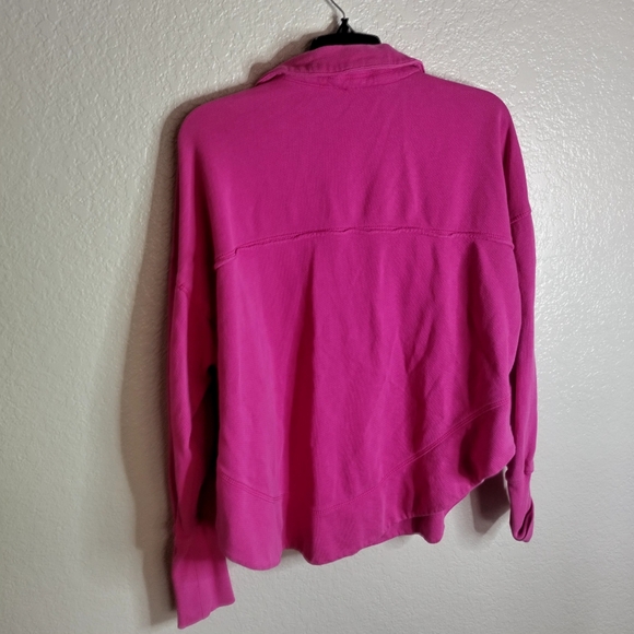 Anthropologie Pilcro Pink Sliced Grommet Henley Long Sleeve Shirt Sz M - Picture 5 of 7